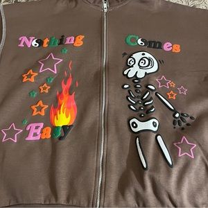 TRENDY BoohooMAN Brown zip up hoodie! NWT